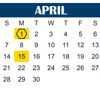 District School Academic Calendar for Northwest Head Start for April 2024