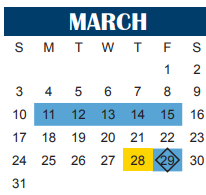District School Academic Calendar for Northwest Head Start for March 2024