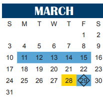 District School Academic Calendar for Mcniel Junior High for March 2024