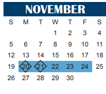 District School Academic Calendar for Bonham Elementary for November 2023