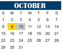 District School Academic Calendar for Harrell Accelerated Learning Cente for October 2023