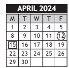 District School Academic Calendar for Jefferson Elem for April 2024