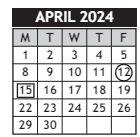 District School Academic Calendar for Chisholm Life Skills Center for April 2024