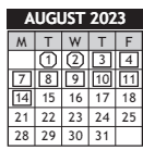 District School Academic Calendar for Spaght Accelerated Magnet Academy for August 2023