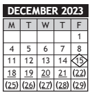 District School Academic Calendar for Metro Meridian Alt High for December 2023