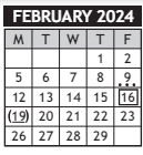 District School Academic Calendar for Earhart Environ Magnet Elem for February 2024