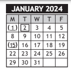 District School Academic Calendar for Marshall Middle School for January 2024