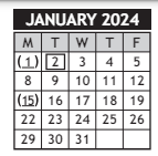 District School Academic Calendar for Chisholm Life Skills Center for January 2024