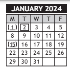 District School Academic Calendar for Pleasant Valley Elem for January 2024