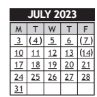 District School Academic Calendar for Lincoln Elem for July 2023