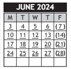 District School Academic Calendar for Chisholm Life Skills Center for June 2024