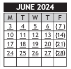 District School Academic Calendar for Hamilton Middle School for June 2024