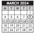 District School Academic Calendar for Harris Communications Magnet for March 2024