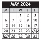 District School Academic Calendar for Wilbur Middle School for May 2024