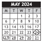 District School Academic Calendar for Chisholm Life Skills Center for May 2024