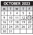 District School Academic Calendar for Mueller Elem for October 2023
