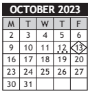 District School Academic Calendar for Coleman Middle School for October 2023