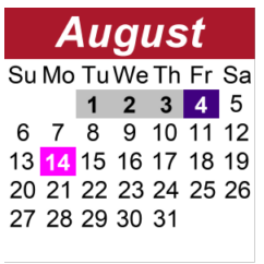 District School Academic Calendar for Sunset Elementary School for August 2023