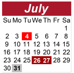 District School Academic Calendar for Pinewood Heights Elementary for July 2023