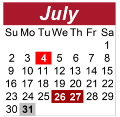 District School Academic Calendar for Kenrose Elementary for July 2023