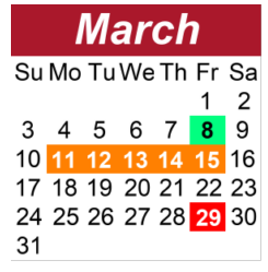 District School Academic Calendar for College Grove Elementary for March 2024