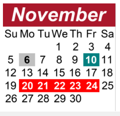 District School Academic Calendar for Scales Elementary School for November 2023