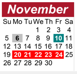 District School Academic Calendar for Ravenwood High School for November 2023