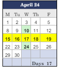 District School Academic Calendar for Woonsocket High School for April 2024