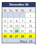 District School Academic Calendar for Woonsocket High School for December 2023
