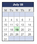 District School Academic Calendar for Social Street School for July 2023
