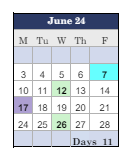 District School Academic Calendar for Woonsocket High School for June 2024