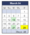 District School Academic Calendar for Woonsocket High School for March 2024