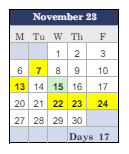 District School Academic Calendar for Woonsocket High School for November 2023