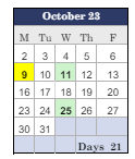 District School Academic Calendar for Social Street School for October 2023