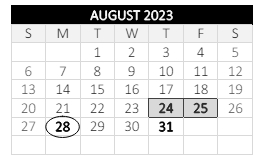 District School Academic Calendar for Chandler Elem Community for August 2023