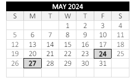 District School Academic Calendar for Chandler Elem Community for May 2024