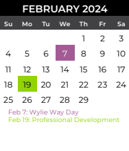 District School Academic Calendar for Dodd Elementary for February 2024