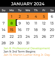 District School Academic Calendar for Collin Co J J A E P for January 2024