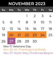 District School Academic Calendar for Groves Elementary School for November 2023