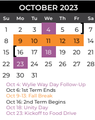 District School Academic Calendar for Mcmillan Junior High School for October 2023