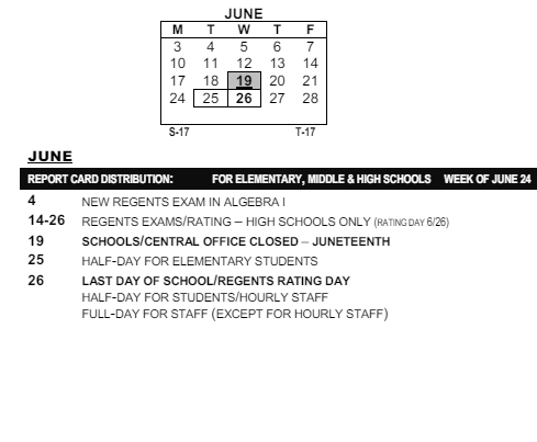 District School Academic Calendar for Montessori School 27 for June 2024