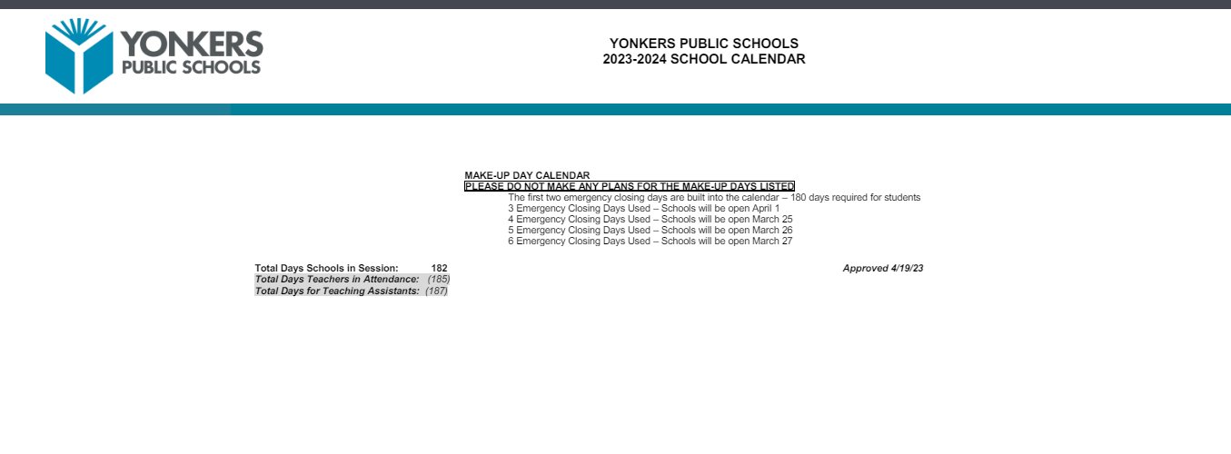 District School Academic Calendar Key for Montessori School 27