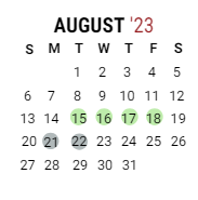 District School Academic Calendar for Paul C Bunn Elementary School for August 2023