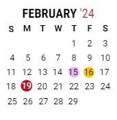 District School Academic Calendar for Paul C Bunn Elementary School for February 2024