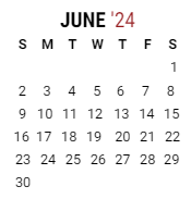 District School Academic Calendar for Paul C Bunn Elementary School for June 2024