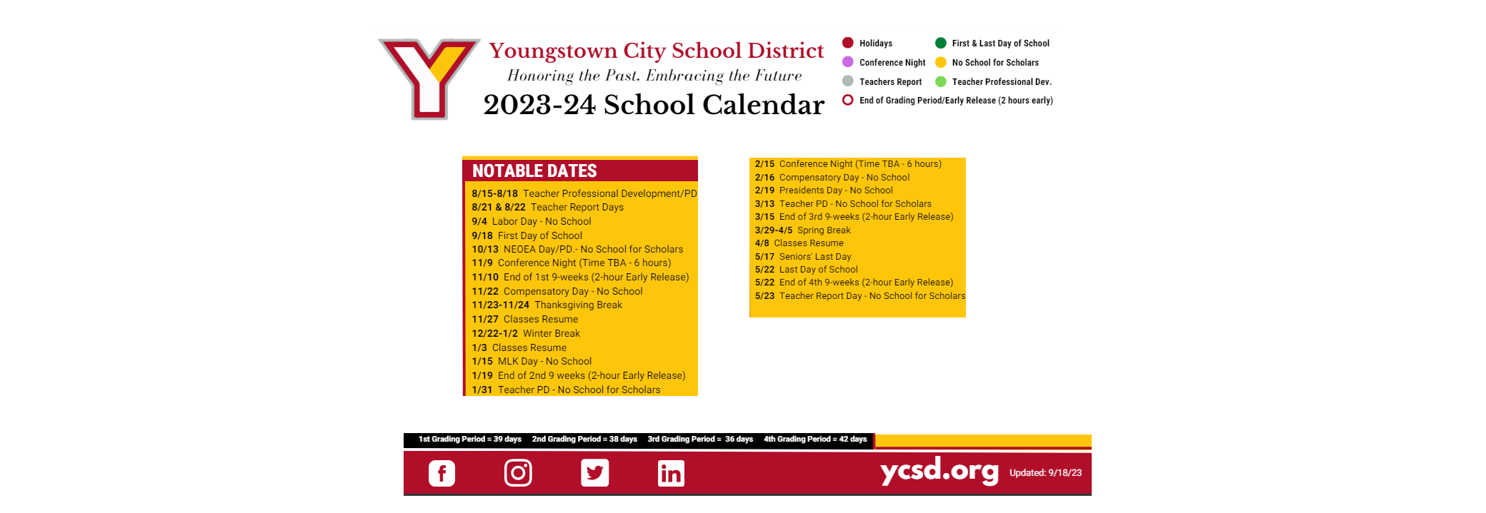 District School Academic Calendar Key for Paul C Bunn Elementary School