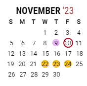 District School Academic Calendar for Paul C Bunn Elementary School for November 2023