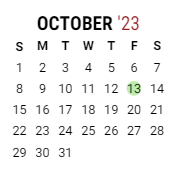 District School Academic Calendar for Paul C Bunn Elementary School for October 2023