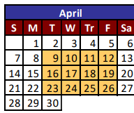 District School Academic Calendar for Eastwood Middle School for April 2024