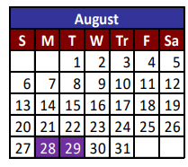 District School Academic Calendar for Del Valle High School for August 2023